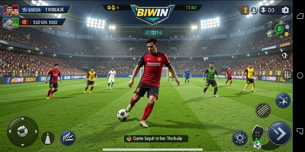 Tampilan gameplay menarik dari BIWIN yang menampilkan momen eksitement sepak bola.