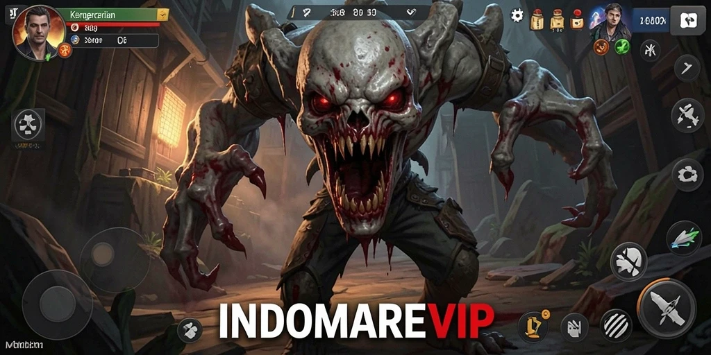 Tangkapan layar gameplay INDOMAREVIP yang menyeramkan dan mencekam.