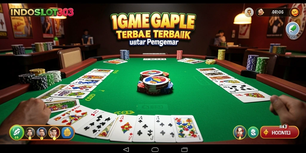 Tampilan utama <strong>INDOSLOT303</strong> dengan gameplay Gaple yang menarik dan interaktif.