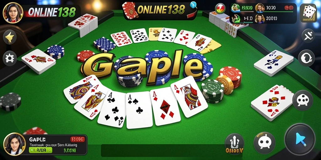 Tampilan gameplay Gaple yang seru dan menarik di ONLINE138.